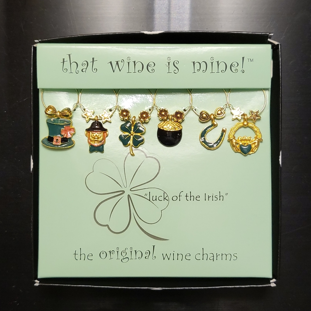 Supreme Housewares-Luck of the Irish Assorted Gold and Enamel Wine Charms